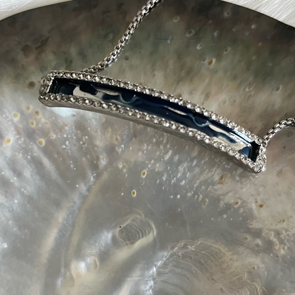 Vince Camuto genuine semi precious blue cloisonné rhinestone edged bolo bracelet - Picture 1 of 12